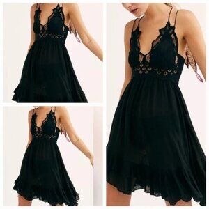 Free People Adela Black Lace Slip Dress – Size S